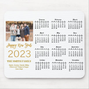 2023 Modern Gold Glitter Script Photo Calendar Mouse Mat