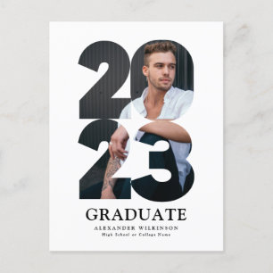 2023 Modern Typography Trendy Photo Graduation Invitation Postcard