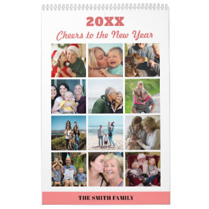2023 New Year Modern Family 24 Photo Blush Pink Calendar