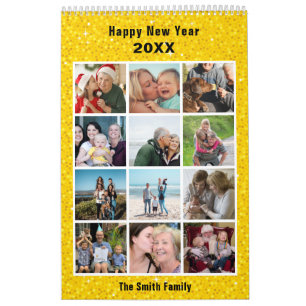 2023 New Year Modern Family 24 Photo Chic Yellow Calendar