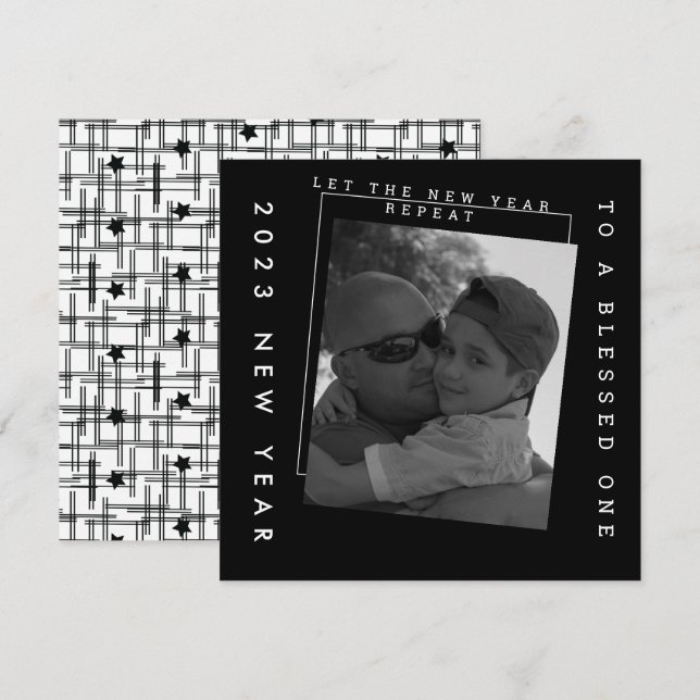 2023 New Years Black and White Photo Card (Front/Back)