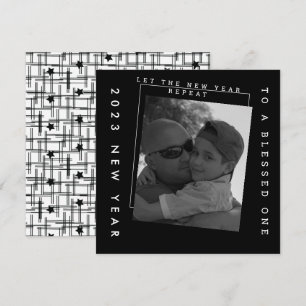 2023 New Years Black and White Photo Card