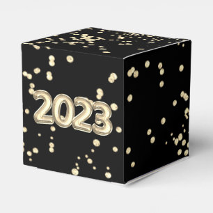 2023 New Years   Gold and Black Balloon Confetti Favour Box