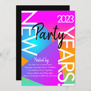 2023 New Years Party Gradient Neon Shapes Invitation