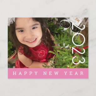 2023 New Years Photo Card Pink Border