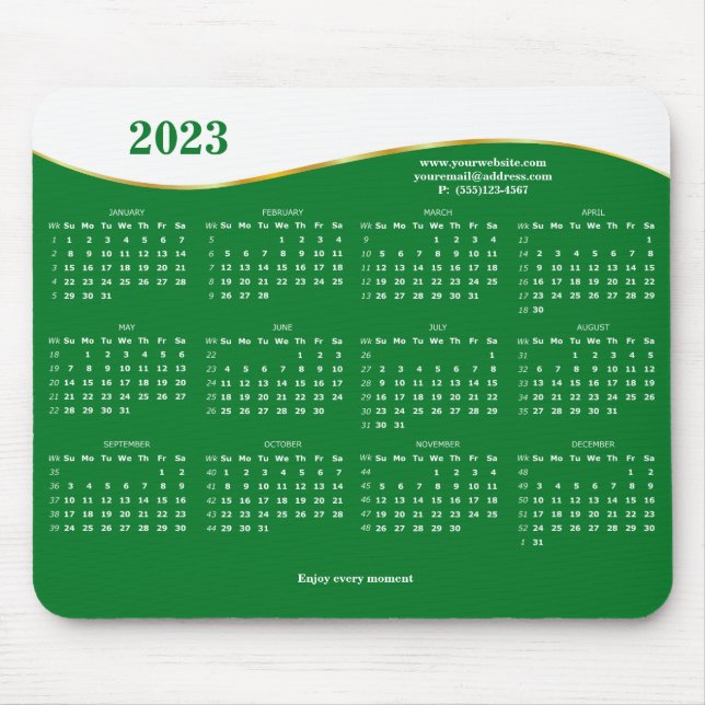 2023 on green and white Mouse Pad (Front)