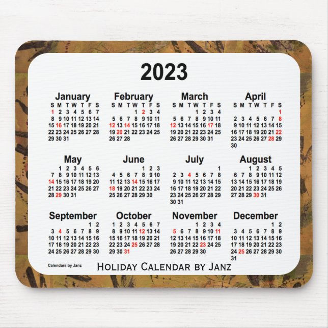 2023 Orange Holiday Art Calendar by Janz Mouse Pad (Front)