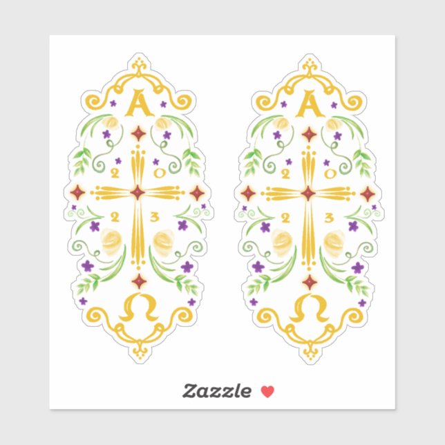 2023 Paschal Candle Purple Flowers Sticker (Sheet)