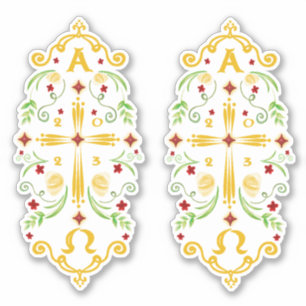 2023 Paschal Candle Red Flowers Sticker