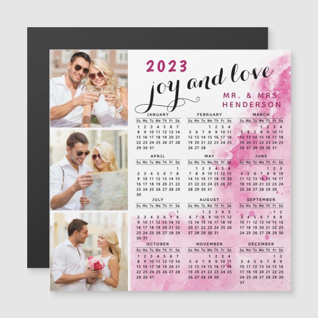 2023 Photo Calendar Fridge Magnet Pink Glam Nebula (Front/Back)