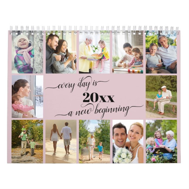 2023 Photo Collage Monthly Photo & Reminders Pink Calendar (Cover)