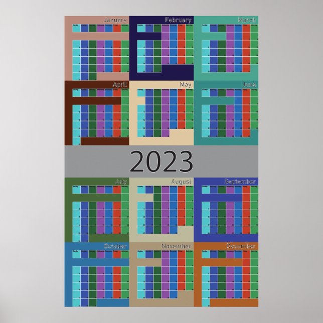 2023 planner calendat big editable poster (Front)