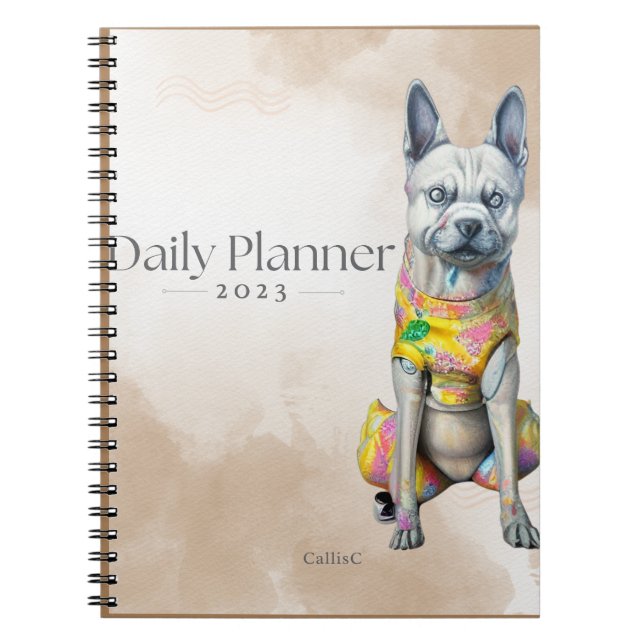 2023 Planner - Happy dog by CallisC  Notebook (Front)