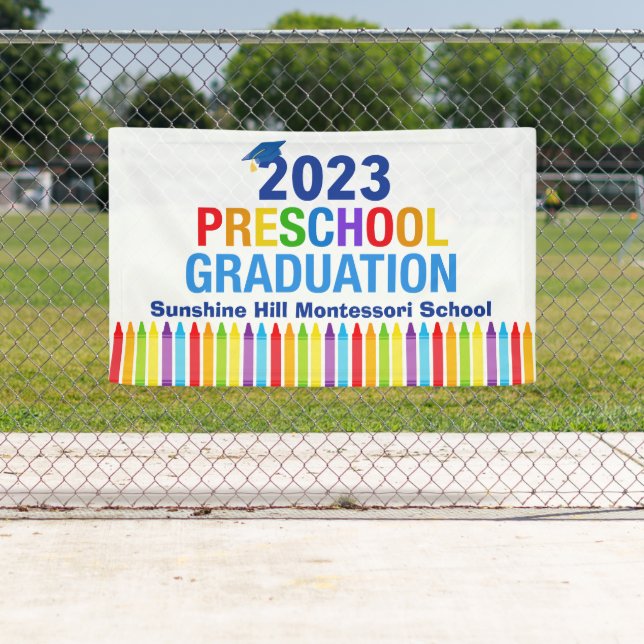 2023 Preschool Graduation Custom Crayon School Banner (Insitu)