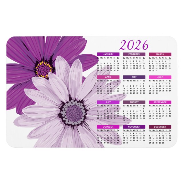 2023 Pretty Purple Daisies Calendar Magnet (Horizontal)