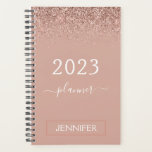 2023 Rose Gold Blush Pink Glitter Monogram Girly Planner<br><div class="desc">2023 Rose Gold - Blush Pink Sparkle Glitter Monogram Name or Initial Spiral Calendar Planner Notebook. This makes the perfect sweet 16 birthday,  wedding,  bridal shower,  anniversary,  baby shower or bachelorette party gift for someone that loves glam luxury and chic styles.</div>