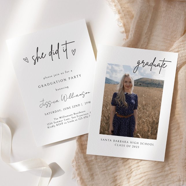 2023 Script Double Sided Graduation Invitation (Creator Uploaded)