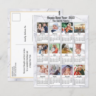2023 Silver Gold Modern Family 12 Photo Calendar Postcard
