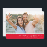 2023 SIMPLE PHOTO merry christmas calligraphy red Holiday Card<br><div class="desc">by kat massard >>> WWW.SIMPLYSWEETPAPERIE.COM <<<
A simple card design with red greeting (you can change it) and name signature.  Maximum area to display your beautiful family too with horizontal photo</div>