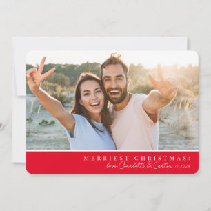 2023 SIMPLE PHOTO merry christmas calligraphy red Holiday Card