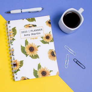 2023 Sunflower Greenery Weekly Monthly Non Dated Planner