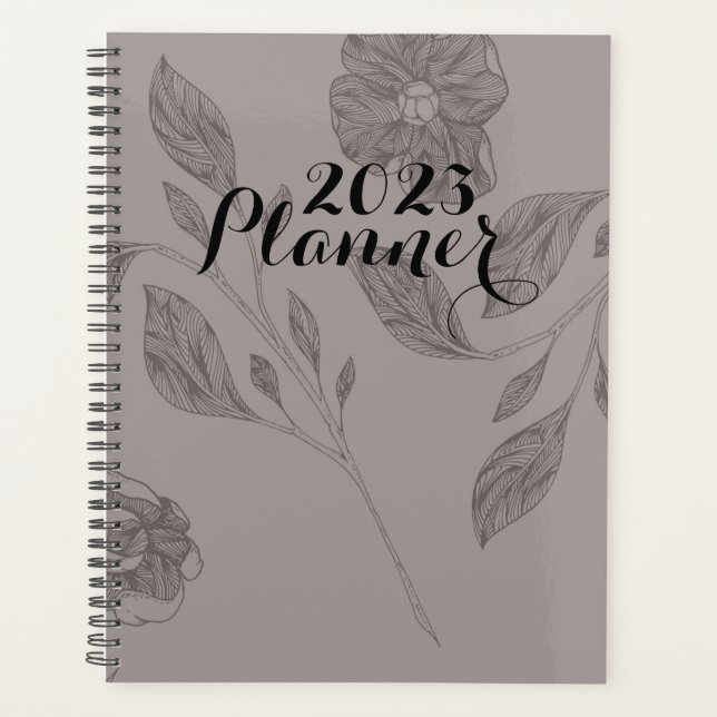 2023 Taupe Floral  Planner (Front)