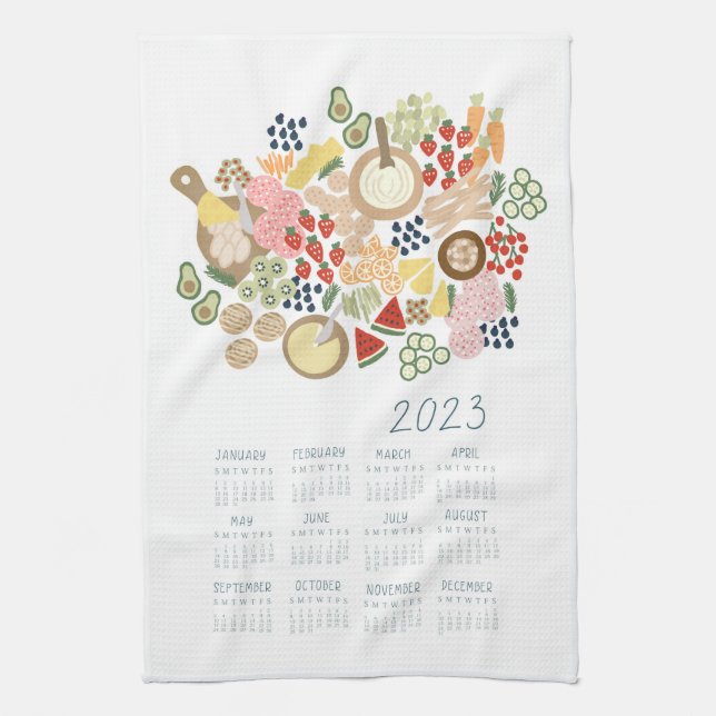 2023 Tea Towel Calendar Food Lover Kitchen Art (Vertical)