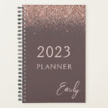 2023 Terracotta Rose Gold Blush Pink Glitter Planner<br><div class="desc">2023 Terracotta and Rose Gold - Blush Pink Sparkle Glitter Monogram Name and Initial Spiral Notebook. This makes the perfect sweet 16 birthday,  wedding,  bridal shower,  anniversary,  baby shower or bachelorette party gift for someone that loves glam luxury and chic styles.</div>
