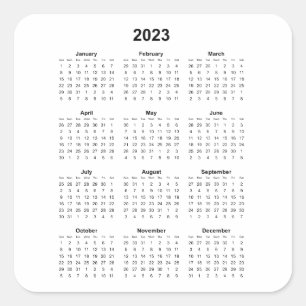 2023 Vertical Monthly Calendar     Square Sticker