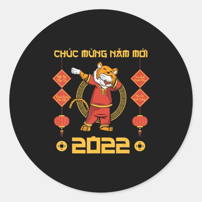 2023 Vietnamese Lunar New Year  Chuc Mung Nam Moi  Classic Round Sticker (Front)