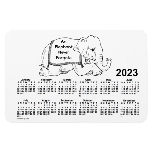 2023 White Elephant Calendar by Janz 4x6 Magnet (Horizontal)