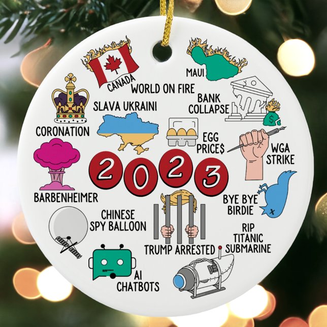 2023 Year in Review Ceramic Christmas Ornament (Creator Uploaded)