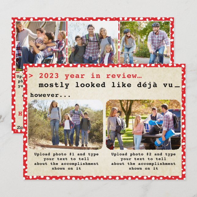 2023 Year in Review Family Photo Red Christmas Holiday Card (Front/Back)