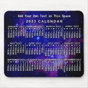 2023 Year Monthly Calendar Custom Space Nebula Mouse Mat