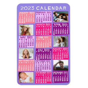 2023 Year Monthly Calendar Cute Mod Photo Collage Magnet