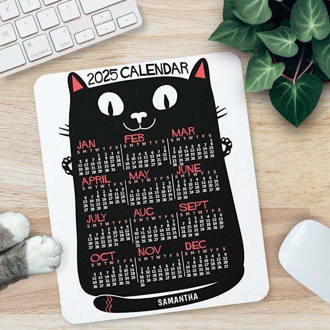 2023 Year Monthly Calendar Mid-Century Black Cat Mouse Mat (Creator Uploaded)