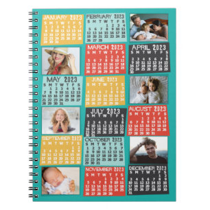 2023 Year Monthly Calendar Modern 6 Photo Collage Notebook