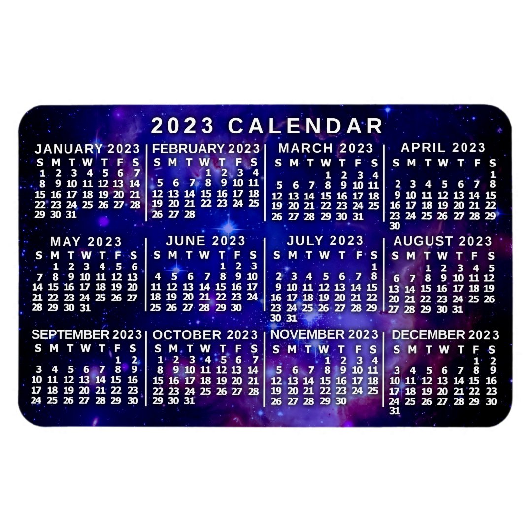 2023 Year Monthly Calendar Outer Space Nebula Zazzle