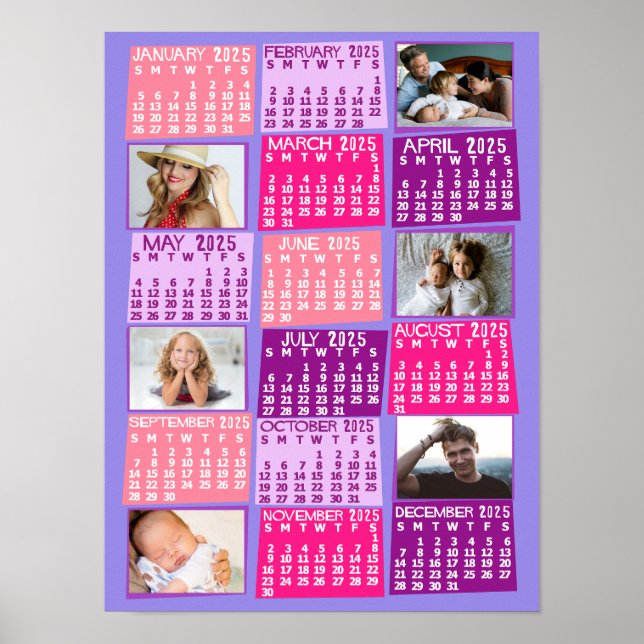 2023 Year Monthly Calendar Photo Collage Cute Mod Poster (Front)