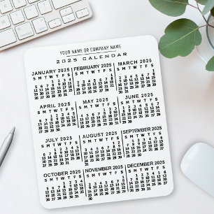 2023 Year Monthly Calendar White Black Custom Name Mouse Mat