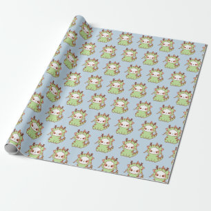 2023 Year of the Dragon Mochi Kawaii New Years Wrapping Paper