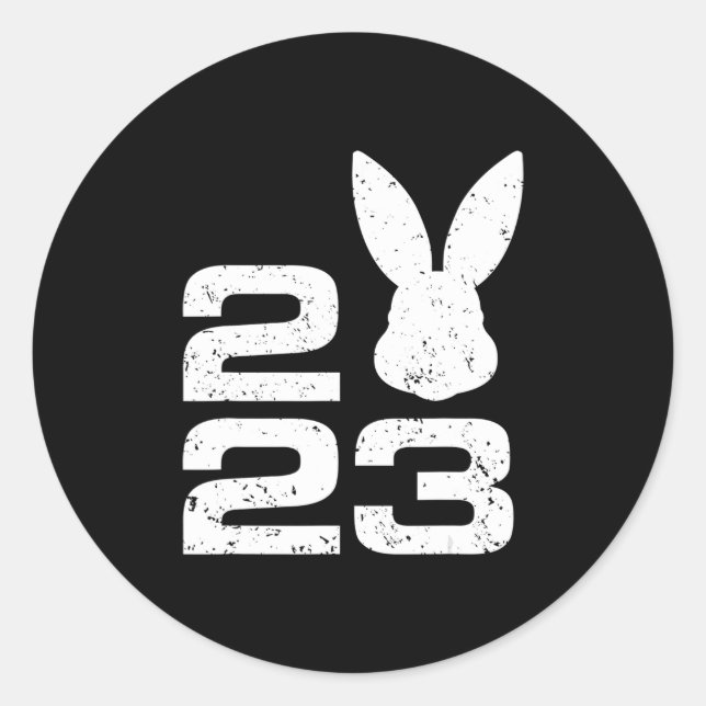 2023 Year Of The Rabbit Zodiac Chinese Luna New Ye Classic Round Sticker (Front)