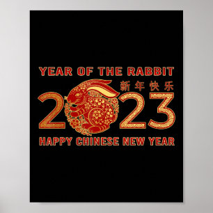 2023 Year Of The Rabbit Zodiac Chinese New Year Wa Poster