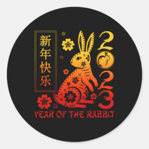 2023 Year Of The Rabbit Zodiac Sign Happy Chinese  Classic Round Sticker