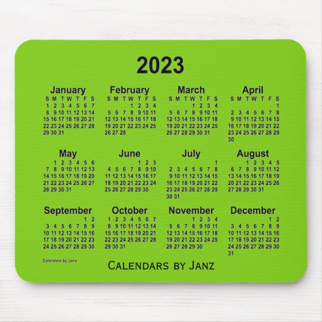2023 Yellow Green Calendar by Janz Mouse Pad (Front)