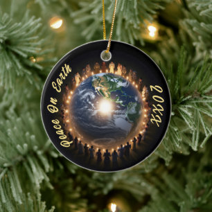 2023Custome Beautiful Peace On Earth  Ceramic Tree Decoration
