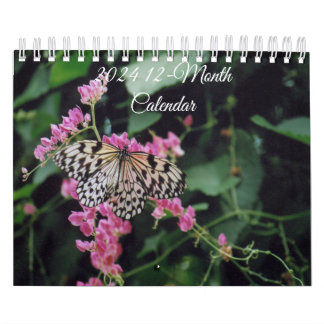 2024 12-Month Birds, Butterflies & Flower Calendar