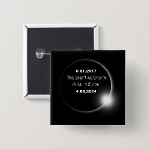 2024 & 2017 Double Dated Solar Eclipse 15 Cm Square Badge