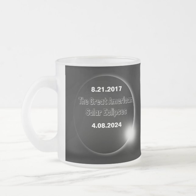 2024 & 2017 Double Dated Solar Eclipse Frosted Glass Coffee Mug (Left)