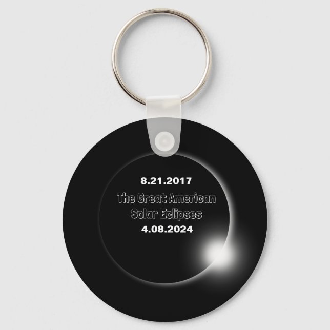 2024 & 2017 Double Dated Solar Eclipse Key Ring (Front)